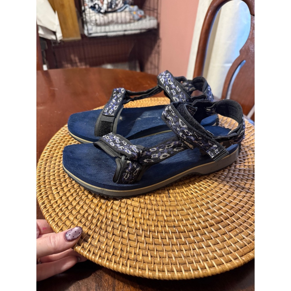 Teva Original Universal Sandals Navy Purple Patterned Strappy Womens 8 6427